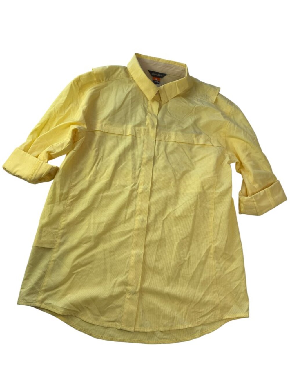 Eddie Bauer Button Collared Shirt Yellow Size Women's Small.  Long sleeve.